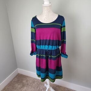 Derek Heart Women’s Elastic Tie Waist Rolled Sleeve Midi Dress Size XL